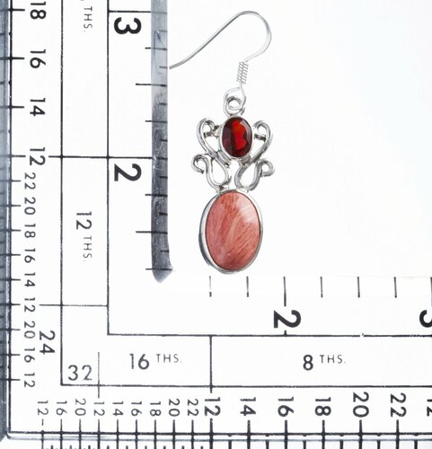 925 Sterling Silver Natural Gemstones Jasper Garnet Dangle Earrings FJSVE2183