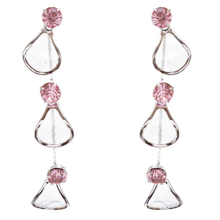 Bridal Wedding Jewelry Prom Rhinestone Adorable Mesh Necklace Set J657 Pink - Accessoriesforever