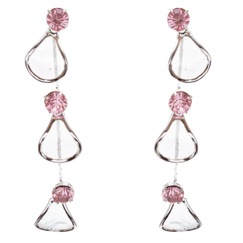 Bridal Wedding Jewelry Prom Rhinestone Adorable Mesh Necklace Set J657 Pink
