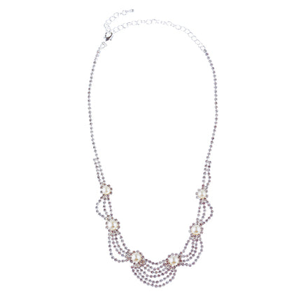 Bridal Wedding Jewelry Set Crystal Rhinestone Pearl Elegant Classy Necklace - Accessoriesforever