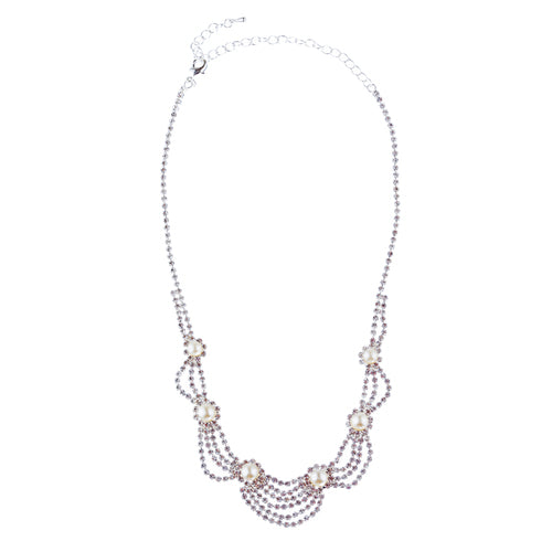 Bridal Wedding Jewelry Set Crystal Rhinestone Pearl Elegant Classy Necklace - Accessoriesforever