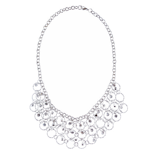 Beautiful Crystal Rhinestone Bridal Wedding Necklace Earrings Set JN277 Silver