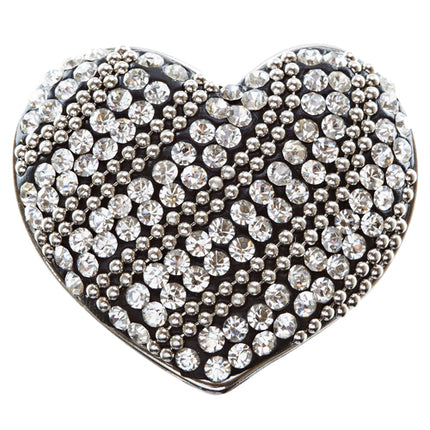 Duo Tone Crystal Pave Heart Stretch Ring Antique Silver - Accessoriesforever