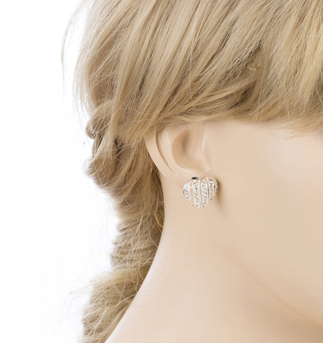 Valentines Jewelry Bridal Wedding Crystal Rhinestone Heart Earrings E964 Silver - Accessoriesforever