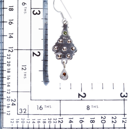 925 Sterling Silver Gemstones Natural Garnet Topaz Dangle Earrings FJSE2165 - Accessoriesforever
