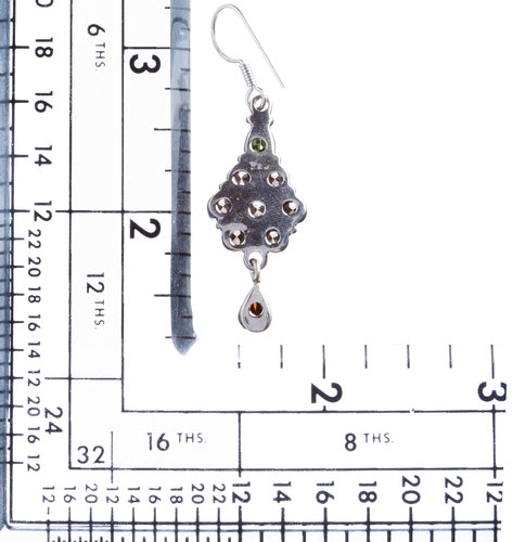 925 Sterling Silver Gemstones Natural Garnet Topaz Dangle Earrings FJSE2165