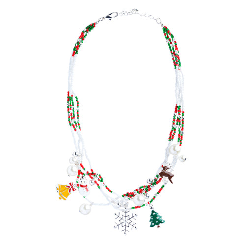 Christmas Jewelry Snowflake Rudolph Snowman Tree Charms Necklace Set JN266 SV - Accessoriesforever