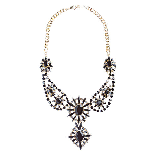 Beautiful Multi Strands Bead Bohemain Statement Necklace Jewelry Set JN249 Black