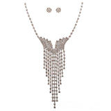 Bridal Wedding Jewelry Crystal Rhinestone Illuminating Dangling Necklace J516 SV