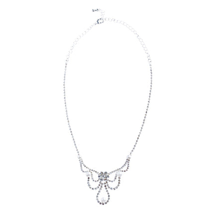 Bridal Wedding Jewelry Set Rhinestone Pearl Flower DP - Accessoriesforever