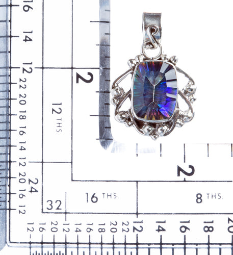 925 Sterling Silver Natural Gemstones Rainbow Magic Topaz Pendant FJSVP2107