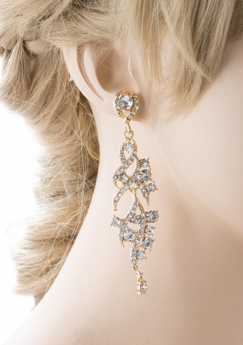 Bridal Wedding Jewelry Crystal Rhinestone Dazzling Chic Dangle Earrings E950 SV - Accessoriesforever