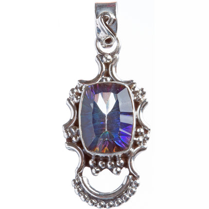 925 Sterling Silver Natural Gemstones Rainbow Magic Topaz Pendant FJSVP2073