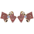Classic Ribbon Bow Tie Design Crystal Rhinestone Pave Earrings E505 Gold Red