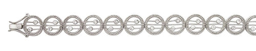 Linked Cut Circle CZ 7" Bracelet 925 Sterling Silver