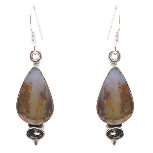 925 Sterling Silver Natural Gemstones Jasper Dangle Earrings FJSVE2155