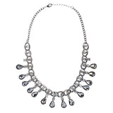 Beautiful Crystal Rhinestone Dazzling Dangling Teardrop Necklace Set J528 Gray
