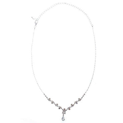 Bridal Wedding Jewelry Set Crystal Rhinestone Brilliant Sparking Necklace Silver - Accessoriesforever