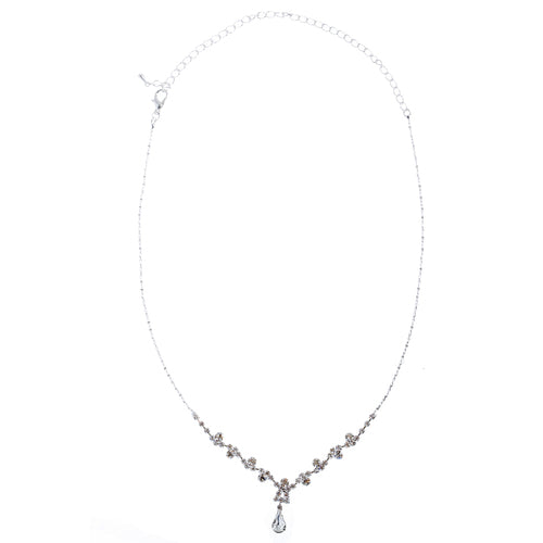 Bridal Wedding Jewelry Set Crystal Rhinestone Brilliant Sparking Necklace Silver - Accessoriesforever