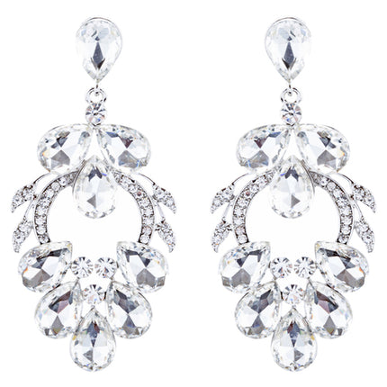 Bridal Wedding Jewelry Crystal Rhinestone Beautiful Design Earrings E1023 Silver