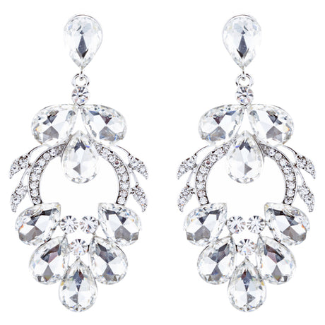Bridal Wedding Jewelry Crystal Rhinestone Beautiful Design Earrings E1023 Silver