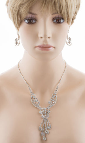 Bridal Wedding Jewelry Set Crystal Rhinestones Gorgeous Dazzle Design Necklace