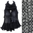 Beautiful Sweet Knit Lace Ruffle Edged Long Fashion Scarf Black