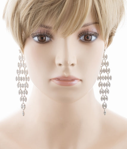 Bridal Wedding Jewelry Crystal Rhinestone Stylish Dangle Earrings E806 Silver