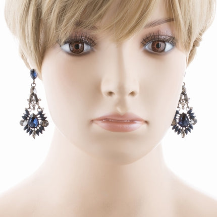 Bridal Wedding Jewelry Crystal Rhinestone Intriguing Fashion Earrings E726 Blue - Accessoriesforever