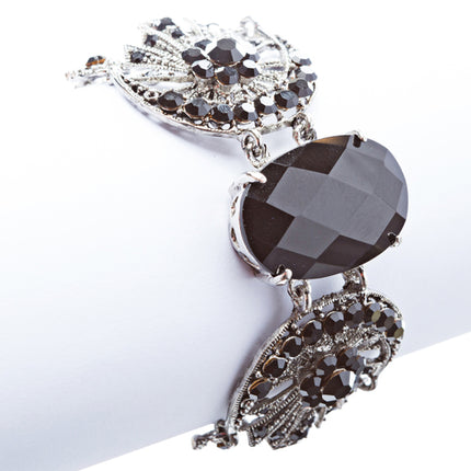 Austrian Crystal Link Bracelet Victorian Black - Accessoriesforever