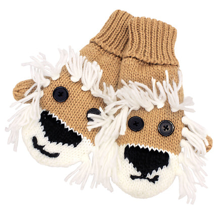 Knitted Fun 3D Animal Soft Mittens Gloves Camel Lion