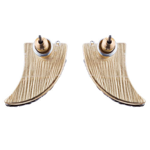 Fun Cute Adorable Horn Design Fashion Stud Style Earrings E987 Brown