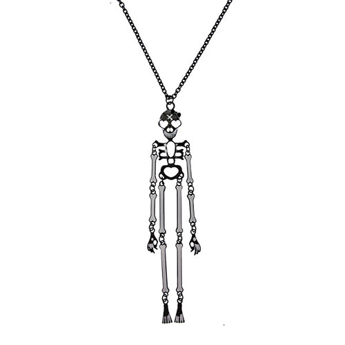 Halloween Costume Jewelry Articulate Skeleton Pendant Necklace N109 Black