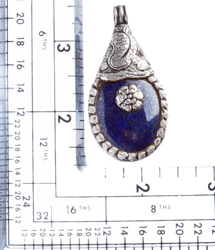 Sterling Silver Natural Gemstones Lapis Pendant FJSVP2063