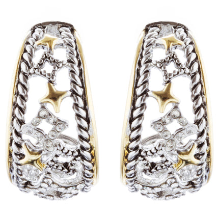 Sophisticated Classic Gorgeous Two-Tone Crystal Rhinestone Earrings E996 GDSV