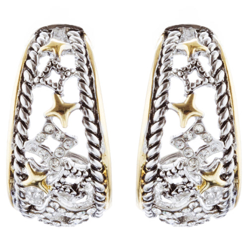 Sophisticated Classic Gorgeous Two-Tone Crystal Rhinestone Earrings E996 GDSV