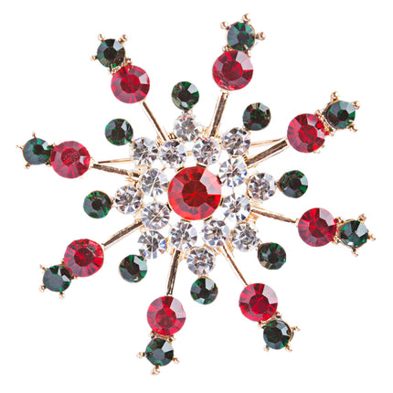 Christmas Jewelry Crystal Rhinestone Colorful Snowflake Charm Brooch Pin BH95