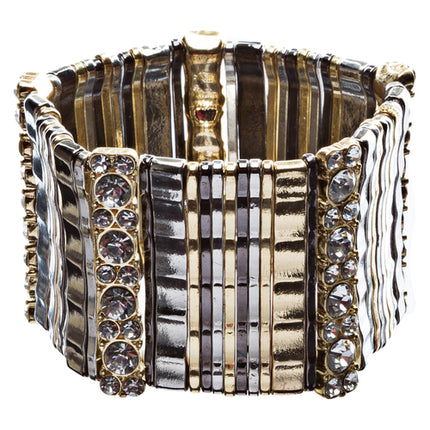 Crystal Accented Wave Bar Stretch Bracelet - Accessoriesforever
