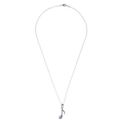 Music Note Crystal Rhinestone Musical Charm Pendant Chain Necklace Hematite Gray - Accessoriesforever