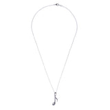 Music Note Crystal Rhinestone Musical Charm Pendant Chain Necklace Hematite Gray