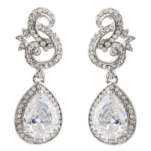 Bridal Wedding Jewelry Crystal Cubic Zirconia CZ Beautiful Dangle Earrings E1185