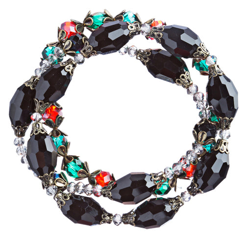 Modern Fashion Crystal Rhinestone Vibrant Fun Wrap Stretch Bracelet B465 Multi - Accessoriesforever