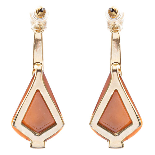 Beautiful Long Crystal Pave Accented Earrings Brown - Accessoriesforever