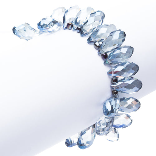 Gorgeous Fashion Stylish Bridal Wedding Cluster Bead Link Bracelet Gold Blue - Accessoriesforever