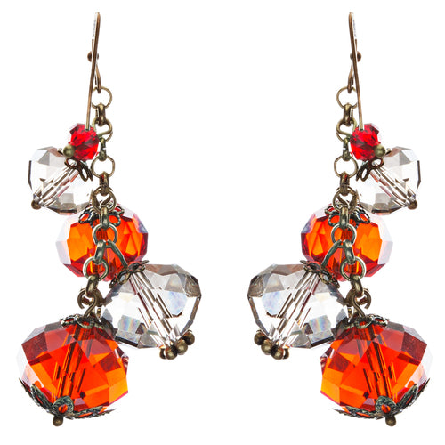 Modern Fashion Crystal Rhinestone Cute Cluster Design Dangle Earrings E833 Red
