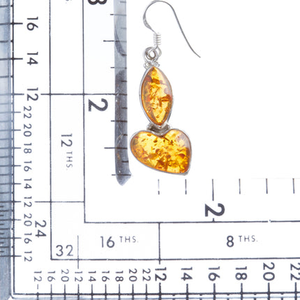 925 Sterling Silver Natural Gemstones Amber Dangle Earrings FJSVE2148 - Accessoriesforever