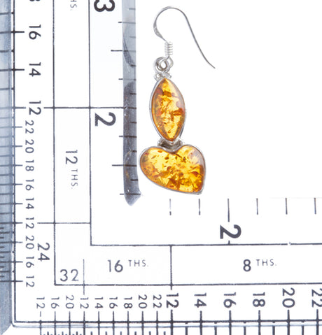 925 Sterling Silver Natural Gemstones Amber Dangle Earrings FJSVE2148