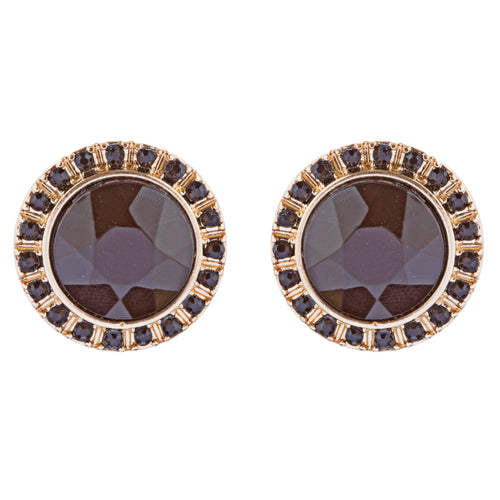 Glamorous Sparkle Bold Fashion Statement Necklace Earrings Set JN290 Gold Black