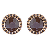 Glamorous Sparkle Bold Fashion Statement Necklace Earrings Set JN290 Gold Black