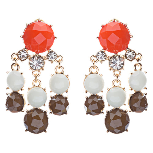 Contemporary Fashion Crystal Rhinestone Daring Design Dangle Earrings E852 Brown